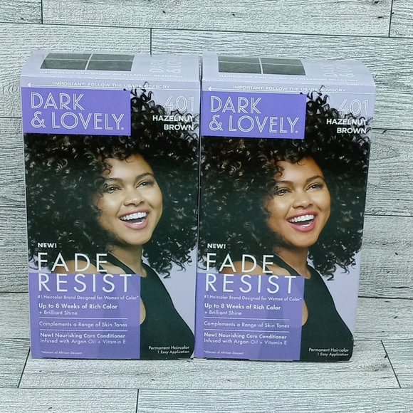 2x Dark & Lovely Fade Resist Argan Oil + Vitamin E Hair Color 401 HAZELNUT BROWN - Picture 1 of 4